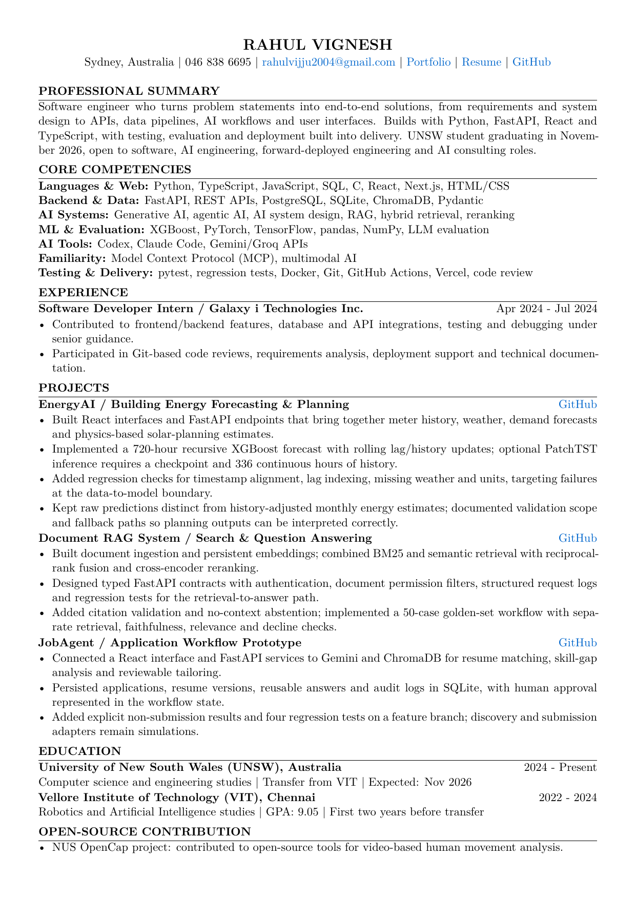 Rahul Vignesh Kommineni’s résumé, page 1 of 1. Open the PDF to read selectable text and follow its links.
